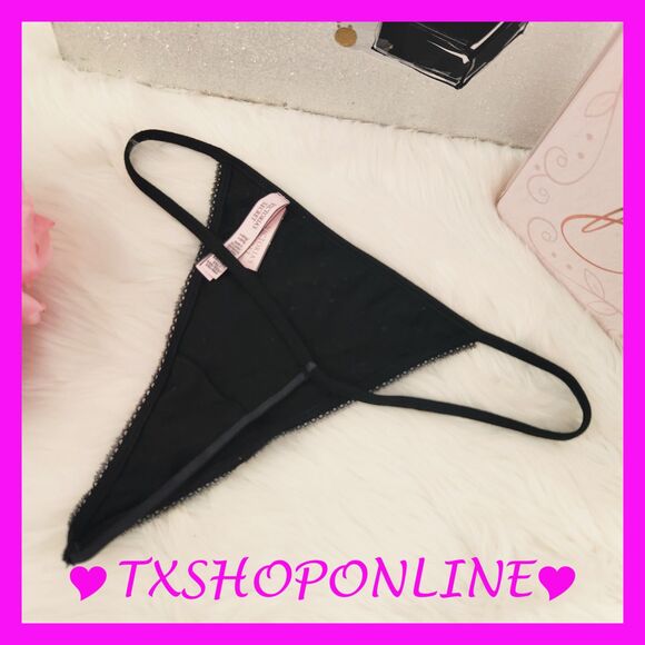💗👙Victoria's Secret Cotton bling rhinestones V-string Thong👙💗 - Picture 3 of 5